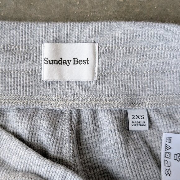 Aritzia Sunday Best Baby Waffle Knit Pants Kick Flare Gray size 2XS - Picture 5 of 8